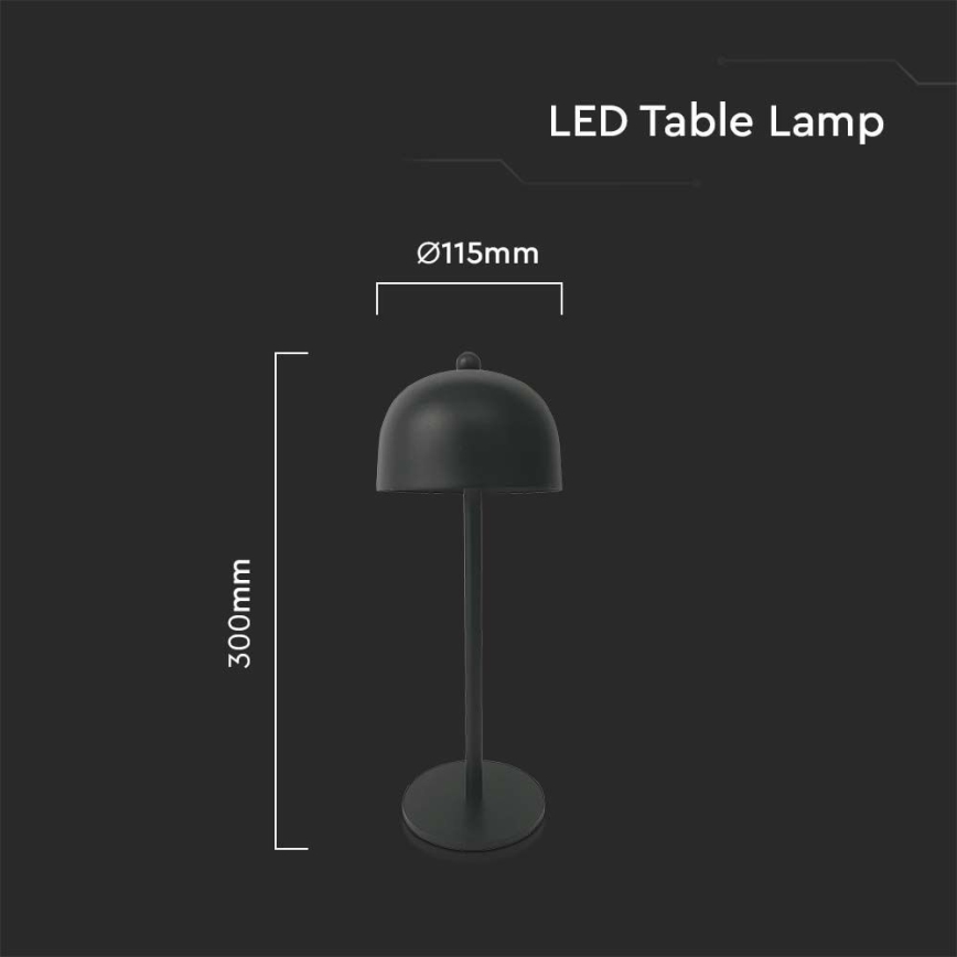 LED Сенсорна настільна акумуляторна лампа з регулюванням яскравості LED/1W/5V 3000-6000K 1800 mAh чорний