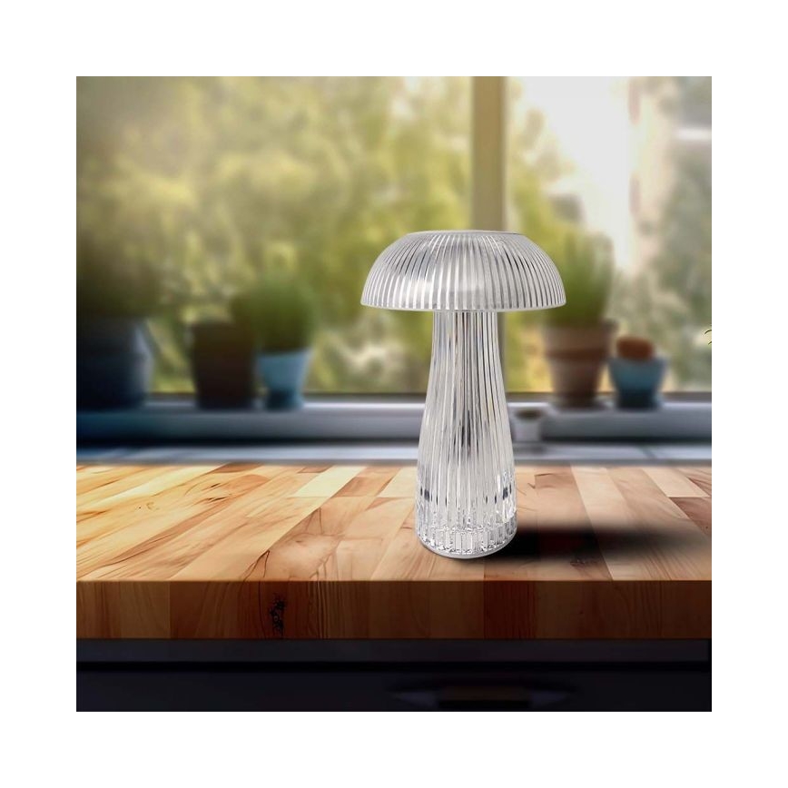 LED Сенсорна настільна акумуляторна лампа з регулюванням яскравості LED/1W/5V 3000-6000K 1800 mAh прозорий