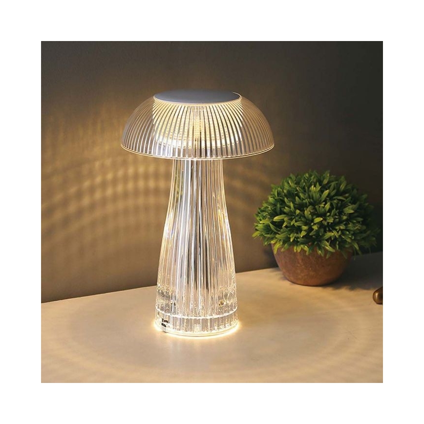 LED Сенсорна настільна акумуляторна лампа з регулюванням яскравості LED/1W/5V 3000-6000K 1800 mAh прозорий