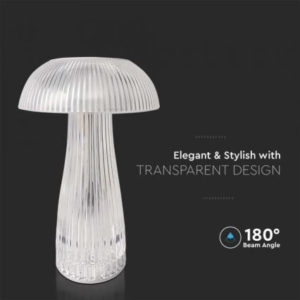 LED Сенсорна настільна акумуляторна лампа з регулюванням яскравості LED/1W/5V 3000-6000K 1800 mAh прозорий