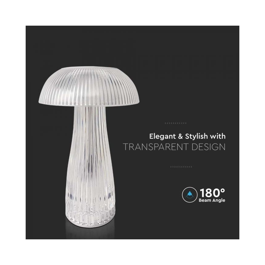 LED Сенсорна настільна акумуляторна лампа з регулюванням яскравості LED/1W/5V 3000-6000K 1800 mAh прозорий