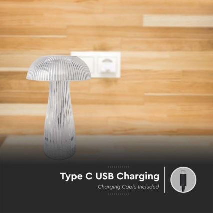 LED Сенсорна настільна акумуляторна лампа з регулюванням яскравості LED/1W/5V 3000-6000K 1800 mAh прозорий