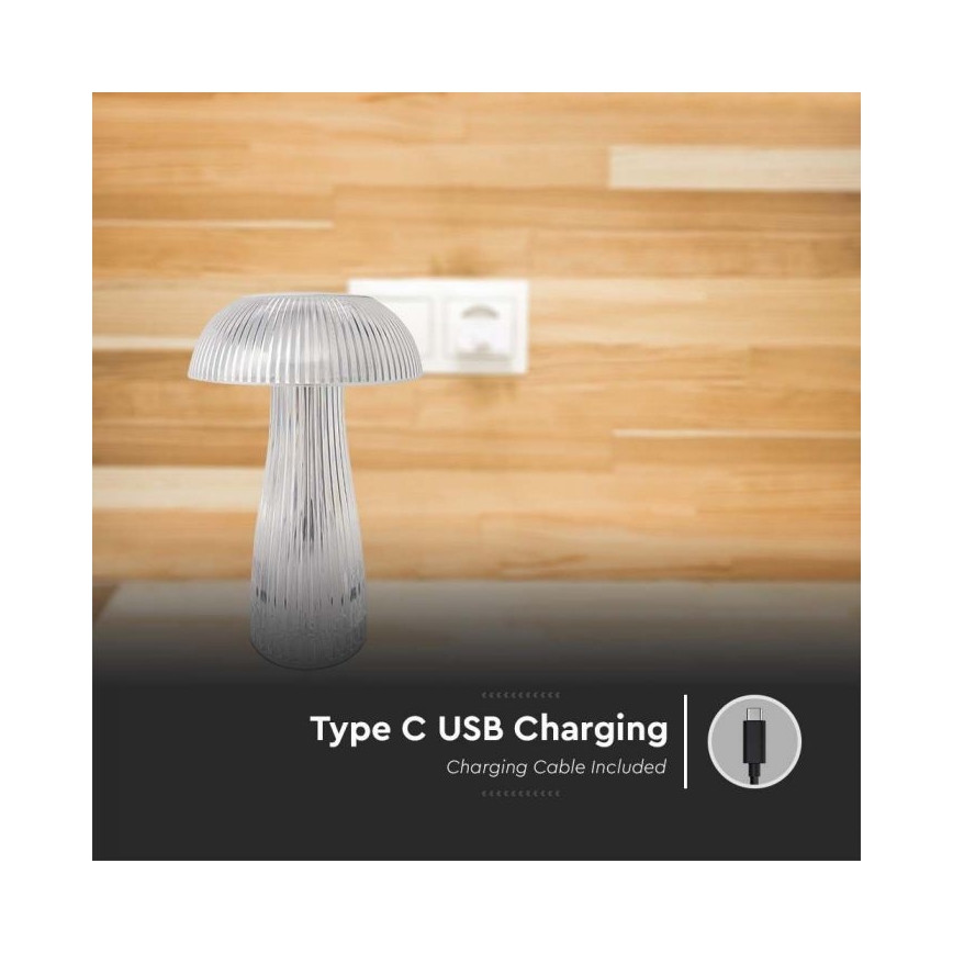 LED Сенсорна настільна акумуляторна лампа з регулюванням яскравості LED/1W/5V 3000-6000K 1800 mAh прозорий