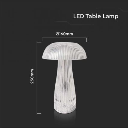 LED Сенсорна настільна акумуляторна лампа з регулюванням яскравості LED/1W/5V 3000-6000K 1800 mAh прозорий