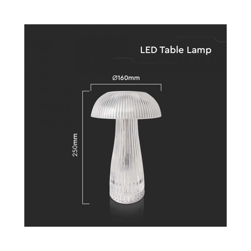 LED Сенсорна настільна акумуляторна лампа з регулюванням яскравості LED/1W/5V 3000-6000K 1800 mAh прозорий