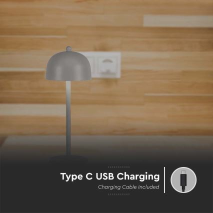 LED Сенсорна настільна акумуляторна лампа з регулюванням яскравості LED/1W/5V 3000-6000K 1800 mAh сірий