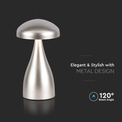 LED Сенсорна настільна акумуляторна лампа з регулюванням яскравості LED/1W/5V 3000-6000K 1800 mAh срібний