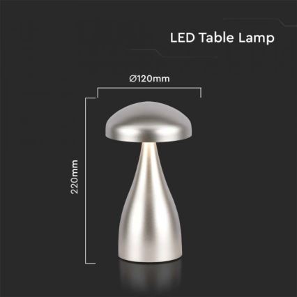 LED Сенсорна настільна акумуляторна лампа з регулюванням яскравості LED/1W/5V 3000-6000K 1800 mAh срібний