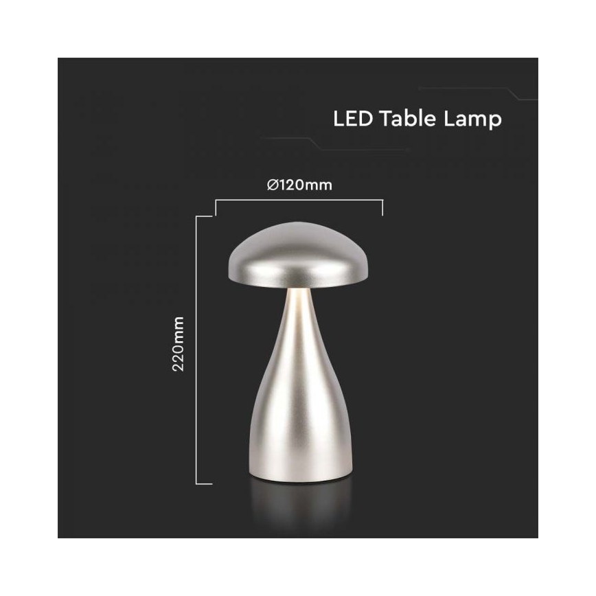LED Сенсорна настільна акумуляторна лампа з регулюванням яскравості LED/1W/5V 3000-6000K 1800 mAh срібний