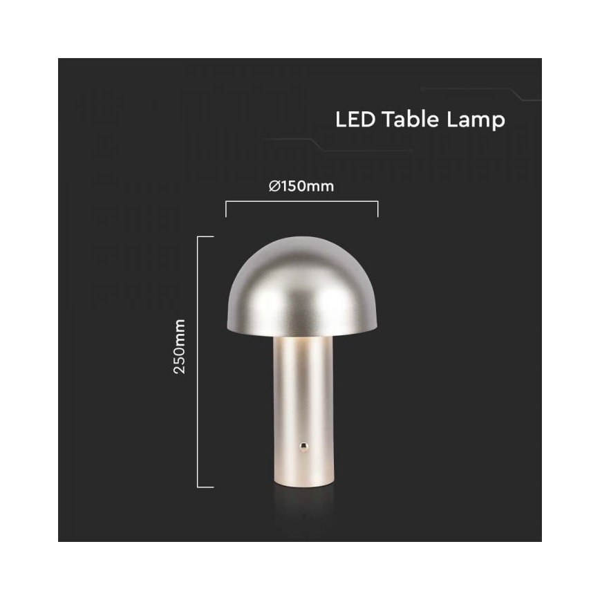 LED Сенсорна настільна акумуляторна лампа з регулюванням яскравості LED/1W/5V 3000-6000K 1800 mAh золотий