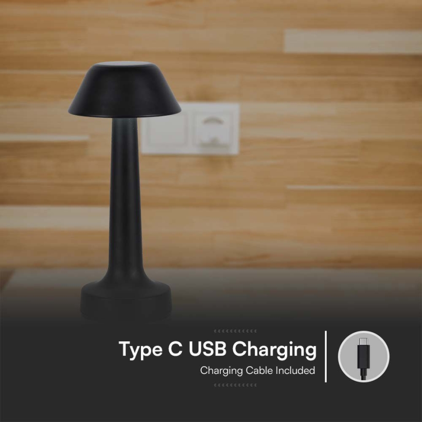 LED Настільна сенсорна акумуляторна лампа з регулюванням яскравості LED/1W/5V 3000-6000K 1800 mAh чорний