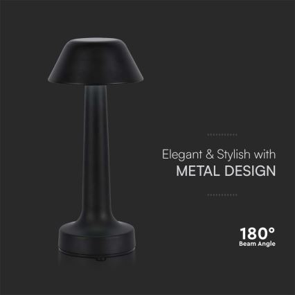 LED Настільна сенсорна акумуляторна лампа з регулюванням яскравості LED/1W/5V 3000-6000K 1800 mAh чорний
