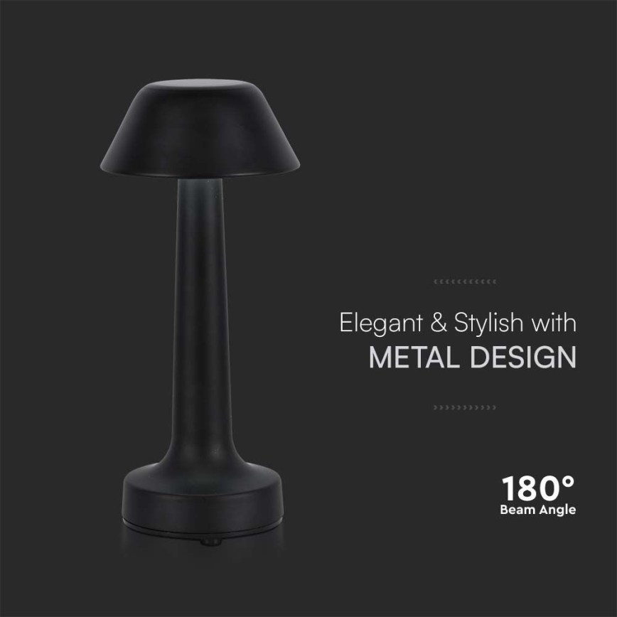LED Настільна сенсорна акумуляторна лампа з регулюванням яскравості LED/1W/5V 3000-6000K 1800 mAh чорний