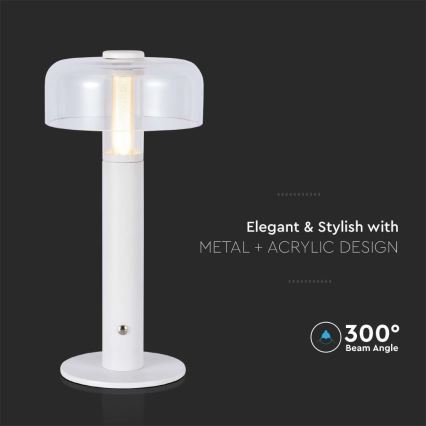 LED Сенсорна настільна акумуляторна лампа з регулюванням яскравості LED/1W/5V 3000K 1800 mAh білий