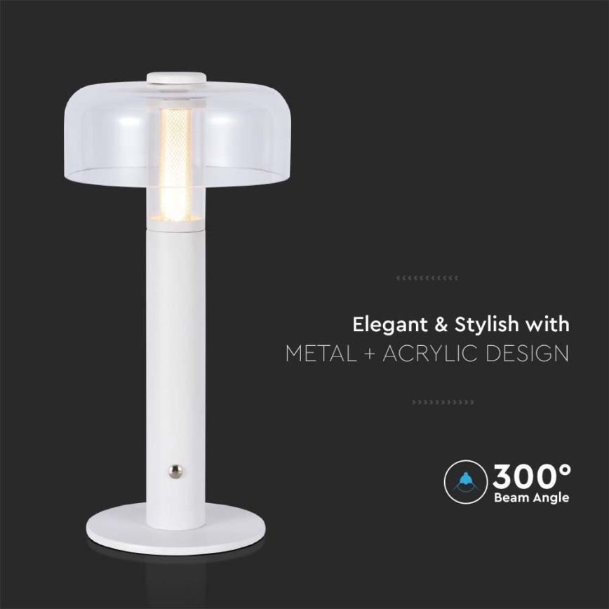 LED Сенсорна настільна акумуляторна лампа з регулюванням яскравості LED/1W/5V 3000K 1800 mAh білий