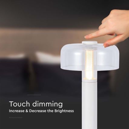 LED Сенсорна настільна акумуляторна лампа з регулюванням яскравості LED/1W/5V 3000K 1800 mAh білий