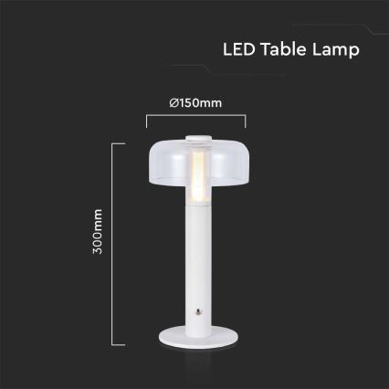 LED Сенсорна настільна акумуляторна лампа з регулюванням яскравості LED/1W/5V 3000K 1800 mAh білий