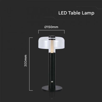 LED Сенсорна настільна акумуляторна лампа з регулюванням яскравості LED/1W/5V 3000K 1800 mAh чорний