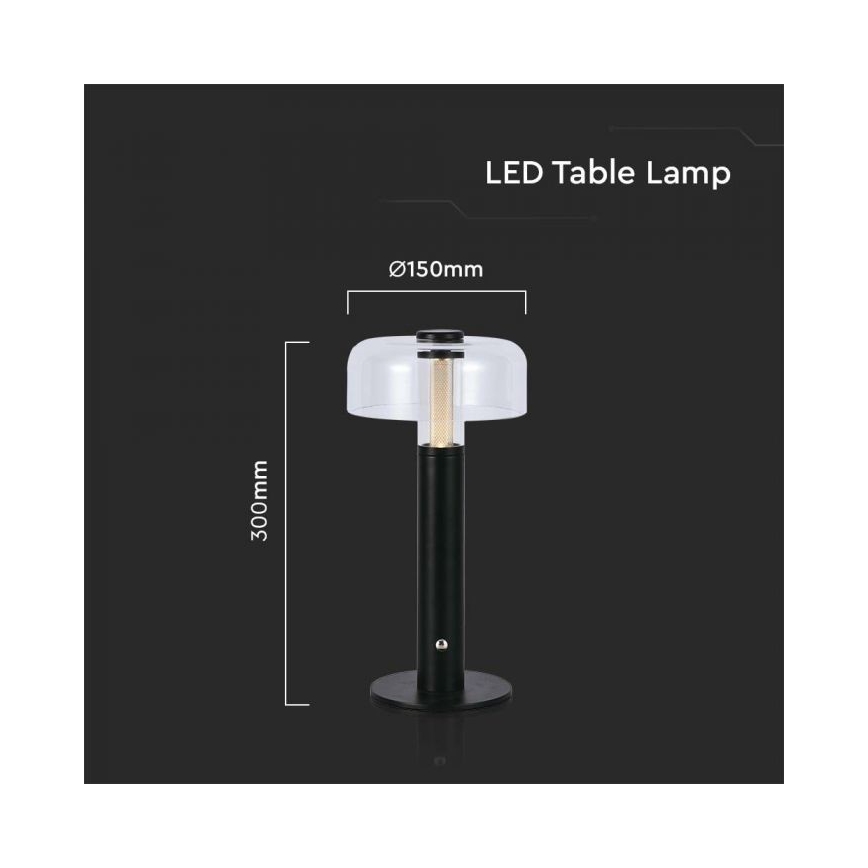 LED Сенсорна настільна акумуляторна лампа з регулюванням яскравості LED/1W/5V 3000K 1800 mAh чорний