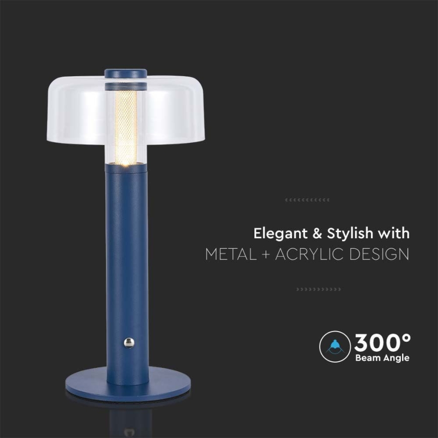 LED Сенсорна настільна акумуляторна лампа з регулюванням яскравості LED/1W/5V 3000K 1800 mAh синій