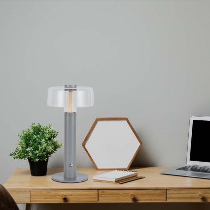 LED Сенсорна настільна акумуляторна лампа з регулюванням яскравості LED/1W/5V 3000K 1800 mAh сірий