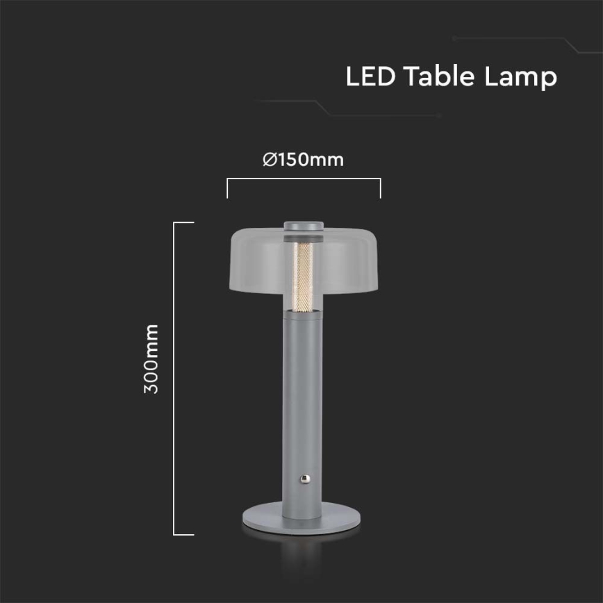 LED Сенсорна настільна акумуляторна лампа з регулюванням яскравості LED/1W/5V 3000K 1800 mAh сірий