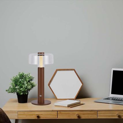 LED Сенсорна настільна акумуляторна лампа з регулюванням яскравості LED/1W/5V 3000K 1800 mAh коричневий