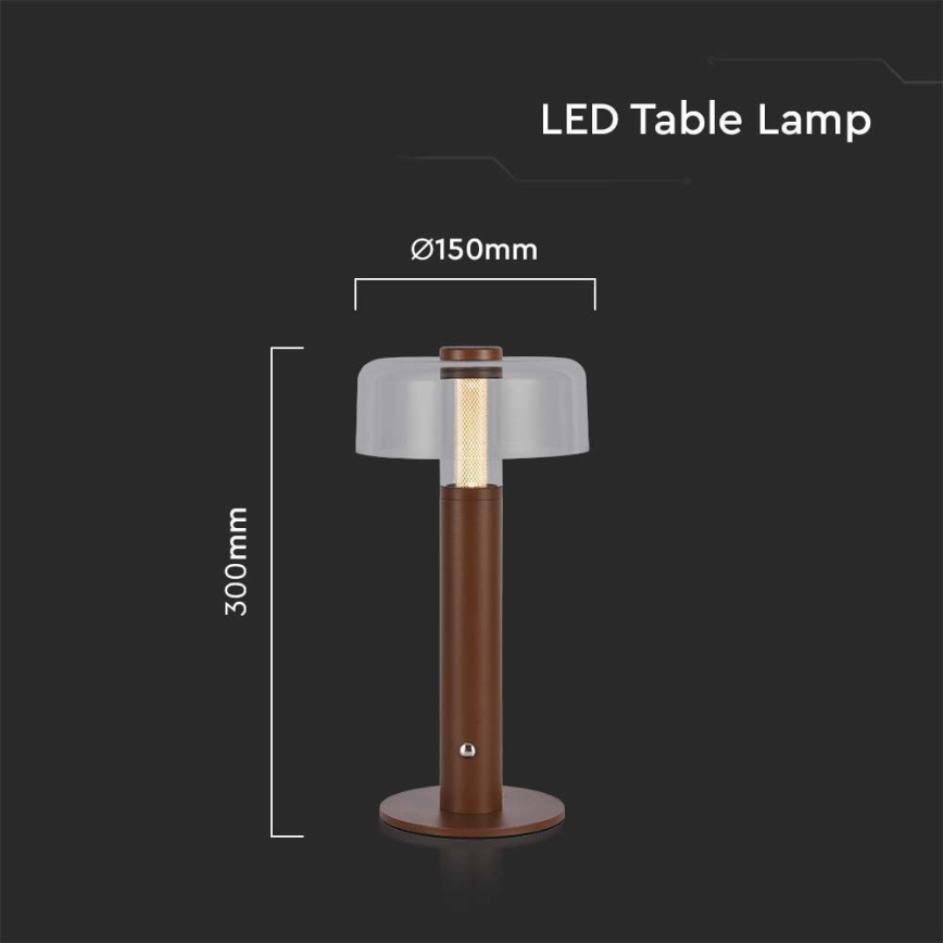 LED Сенсорна настільна акумуляторна лампа з регулюванням яскравості LED/1W/5V 3000K 1800 mAh коричневий