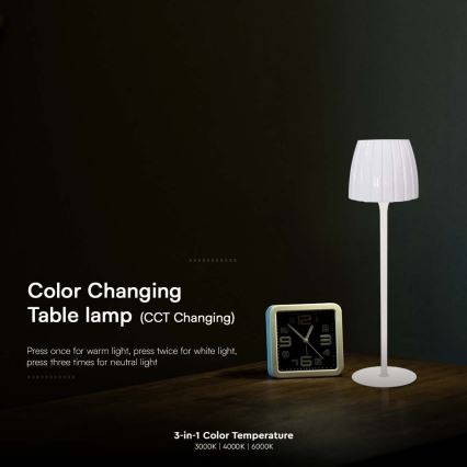 LED Настільна сенсорна акумуляторна лампа з регулюванням яскравості LED/2,7W/5V 3000/4000/6000K 1800 mAh білий