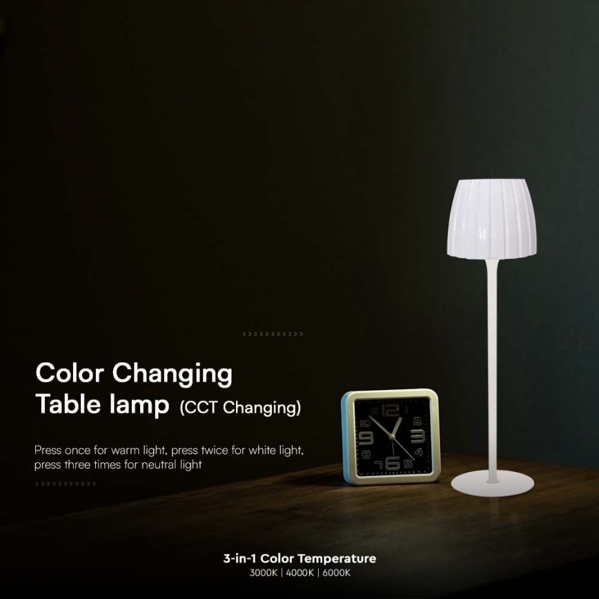 LED Настільна сенсорна акумуляторна лампа з регулюванням яскравості LED/2,7W/5V 3000/4000/6000K 1800 mAh білий