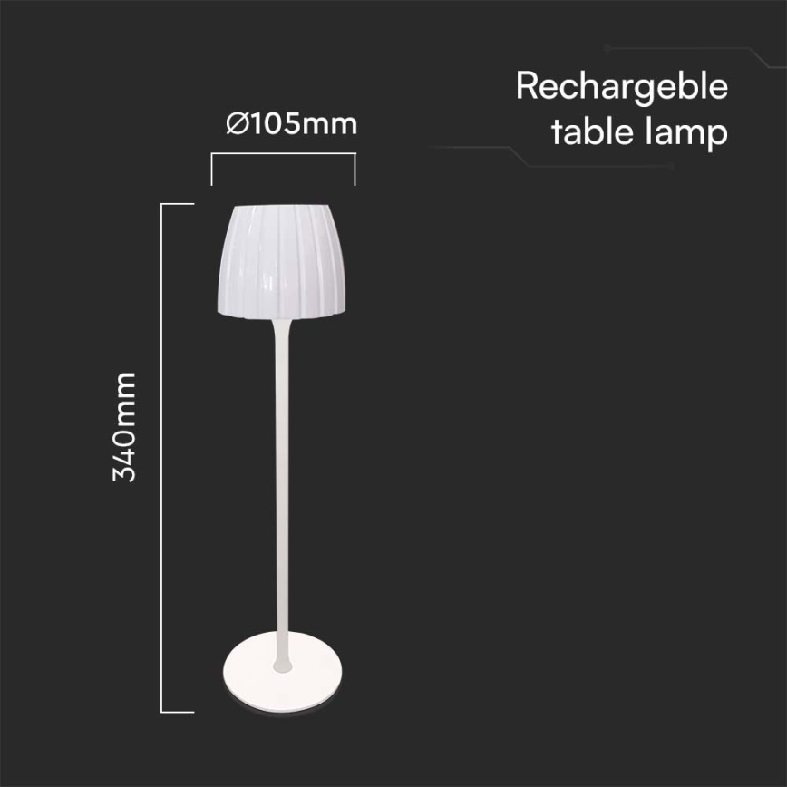 LED Настільна сенсорна акумуляторна лампа з регулюванням яскравості LED/2,7W/5V 3000/4000/6000K 1800 mAh білий