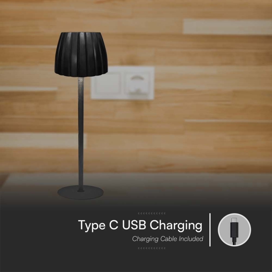 LED Настільна сенсорна акумуляторна лампа з регулюванням яскравості LED/2,7W/5V 3000/4000/6000K 1800 mAh чорний