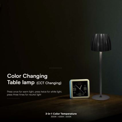 LED Настільна сенсорна акумуляторна лампа з регулюванням яскравості LED/2,7W/5V 3000/4000/6000K 1800 mAh чорний