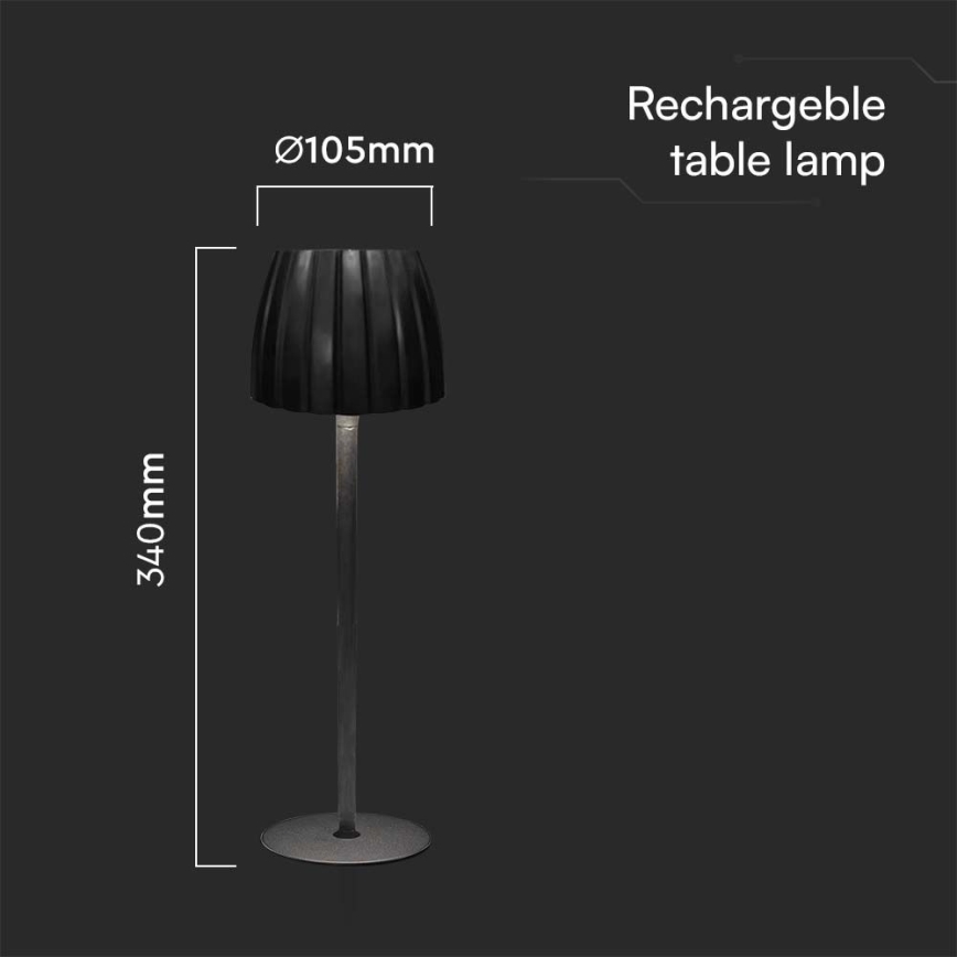 LED Настільна сенсорна акумуляторна лампа з регулюванням яскравості LED/2,7W/5V 3000/4000/6000K 1800 mAh чорний