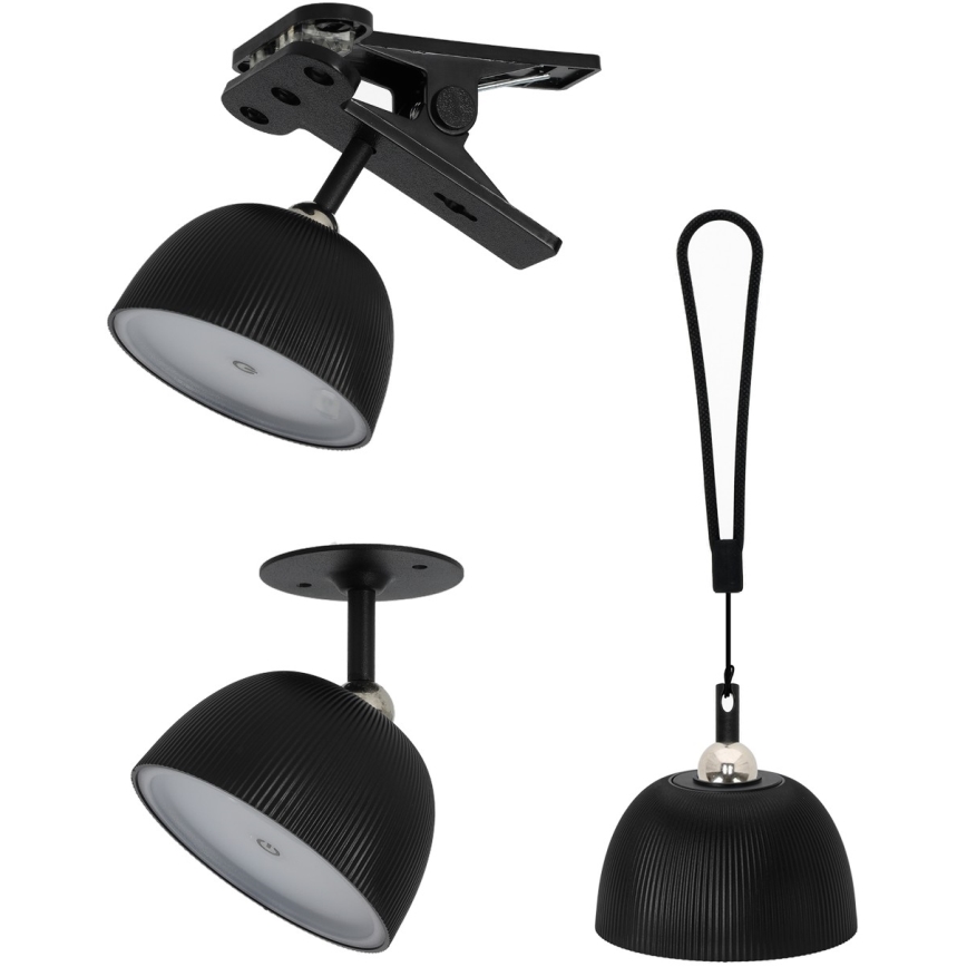 LED Настільна акумуляторна лампа з регулюванням яскравості 4в1 LED/3,5W/5V 3000/4000/6500K IP54 1800 mAh чорний