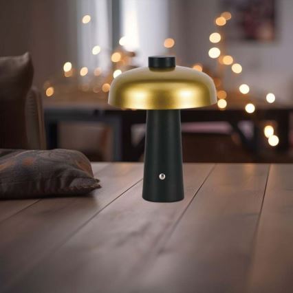 LED Сенсорна настільна акумуляторна лампа з регулюванням яскравості LED/3W/5V 3000-6000K 1800 mAh чорний/золотий