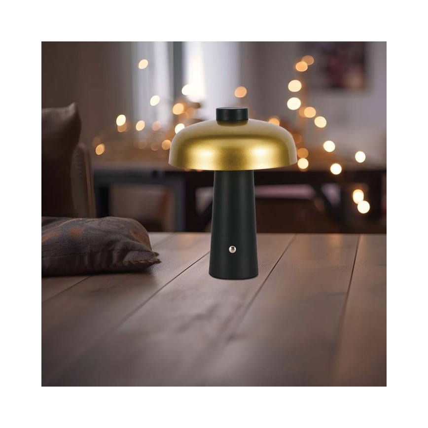 LED Сенсорна настільна акумуляторна лампа з регулюванням яскравості LED/3W/5V 3000-6000K 1800 mAh чорний/золотий