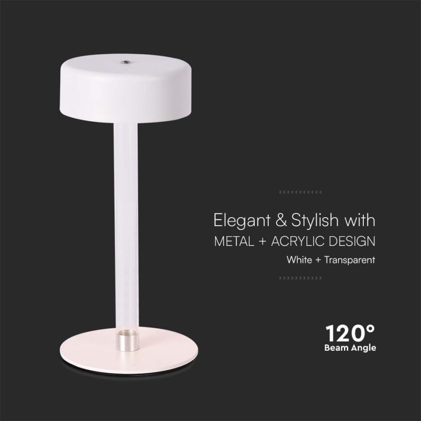 LED Настільна сенсорна акумуляторна лампа з регулюванням яскравості LED/3W/5V 3000-6000K 2400 mAh білий