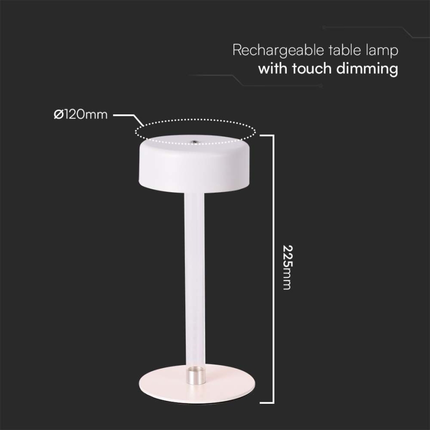 LED Настільна сенсорна акумуляторна лампа з регулюванням яскравості LED/3W/5V 3000-6000K 2400 mAh білий