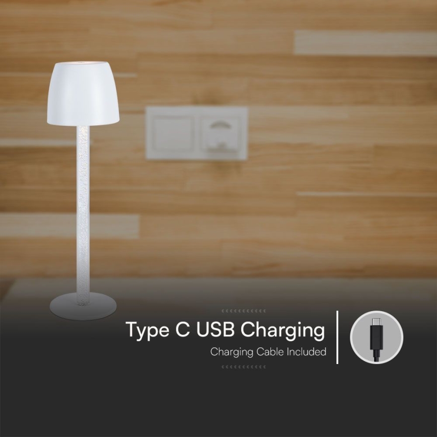 Акумуляторна сенсорна настільна LED лампа з регулюванням яскравості LED/3W/5V 3000K 1800 mAh білий