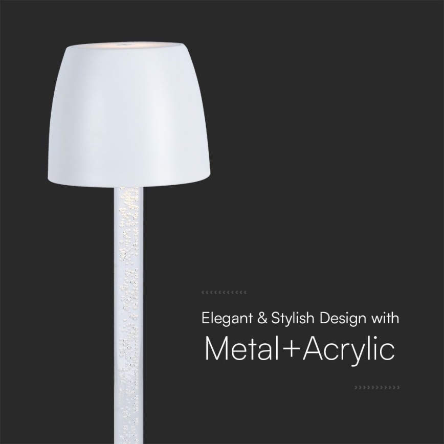 Акумуляторна сенсорна настільна LED лампа з регулюванням яскравості LED/3W/5V 3000K 1800 mAh білий