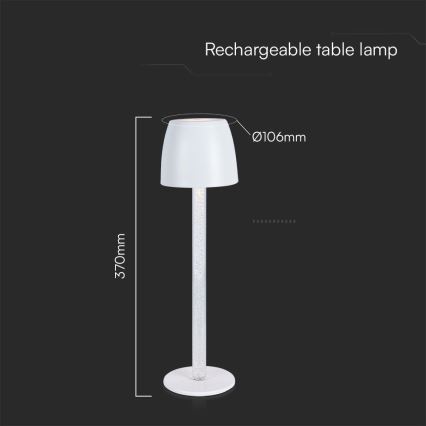 Акумуляторна сенсорна настільна LED лампа з регулюванням яскравості LED/3W/5V 3000K 1800 mAh білий