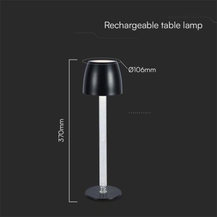 Акумуляторна сенсорна настільна LED лампа з регулюванням яскравості LED/3W/5V 3000K 1800 mAh чорний