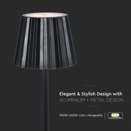 LED Сенсорна настільна акумуляторна лампа з регулюванням яскравості LED/4W/5V 3000-6000K 1800 mAh чорний