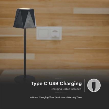 LED Сенсорна настільна акумуляторна лампа з регулюванням яскравості LED/4W/5V 3000-6000K 1800 mAh чорний