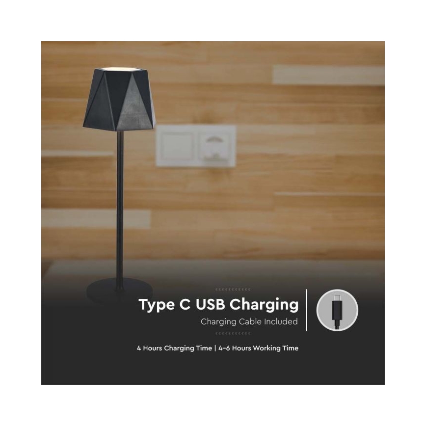 LED Сенсорна настільна акумуляторна лампа з регулюванням яскравості LED/4W/5V 3000-6000K 1800 mAh чорний