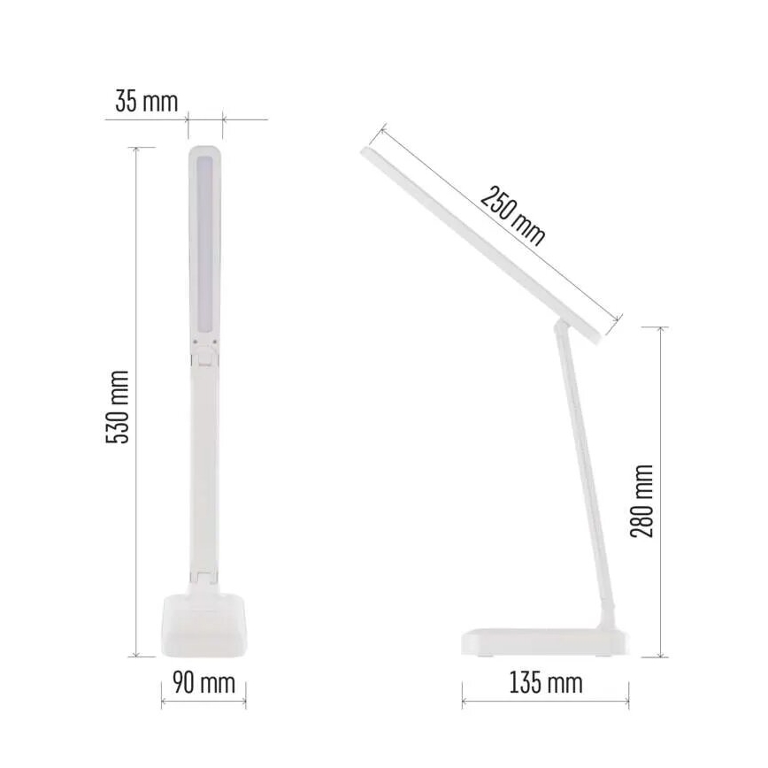 LED Настільна акумуляторна лампа з регулюванням яскравості LED/5W/3,7V 3000K/4000K/6500K 800mAh білий