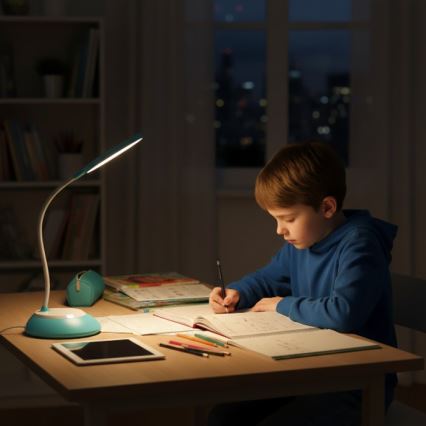 LED Настільна акумуляторна лампа з регулюванням яскравості VISUA LED/5W/5V 3000-5000K 1200 mAh синій