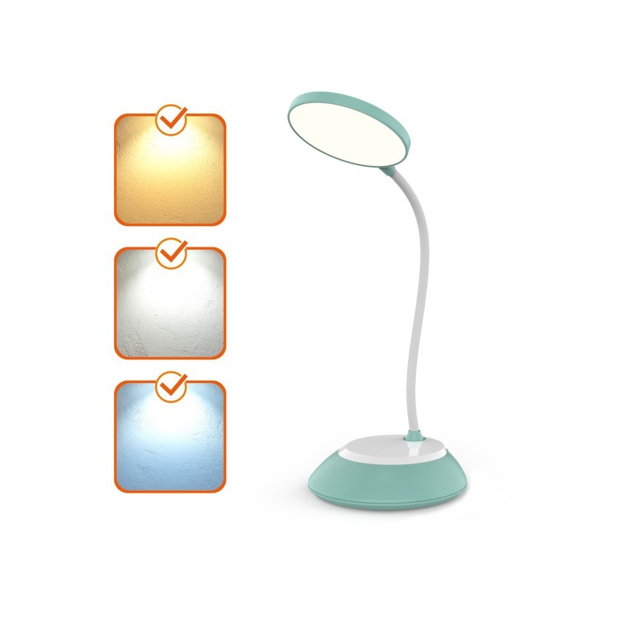 LED Настільна акумуляторна лампа з регулюванням яскравості VISUA LED/5W/5V 3000-5000K 1200 mAh бірюзовий