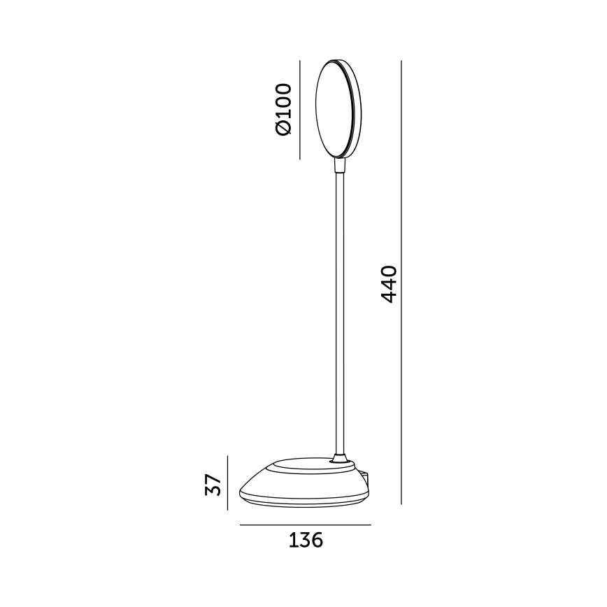 LED Настільна акумуляторна лампа з регулюванням яскравості VISUA LED/5W/5V 3000-5000K 1200 mAh чорний